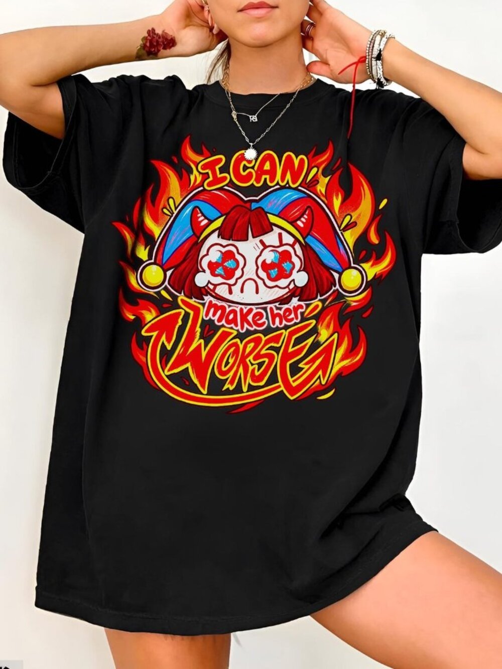 Pomni I Can Make Her Worse Graphic Tee, Digital Circus Shirt